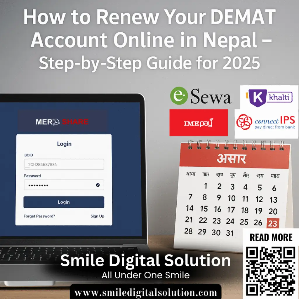 Online DEMAT account renewal in Nepal using Meroshare and digital wallets