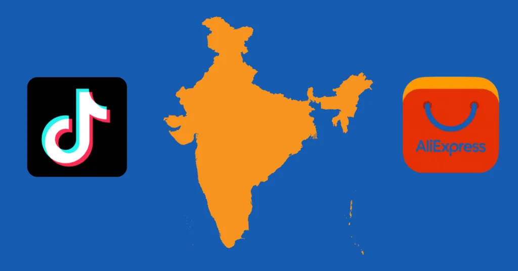 TikTok and AliExpress logos with Indian flag background, symbolizing potential return to India.