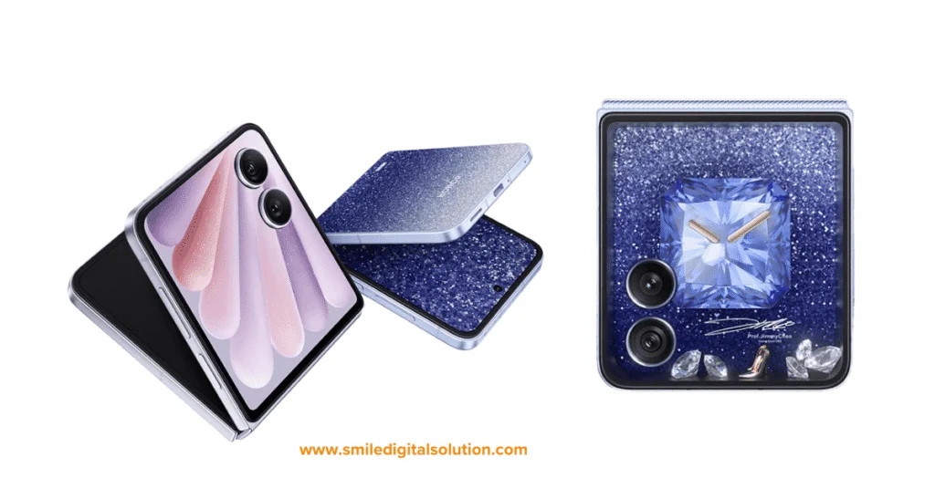 Honor Magic V Flip 2 smartphone in various positions.